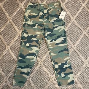 NWT! MOTHER The Shaker Camo Print Cotton & Linen Blend Chop Crop Pants -…
